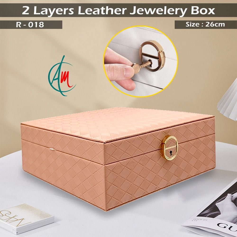 2 layers big jewelery leather box