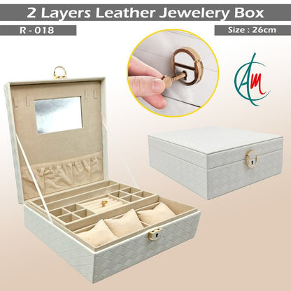 2 layers big jewelery leather box