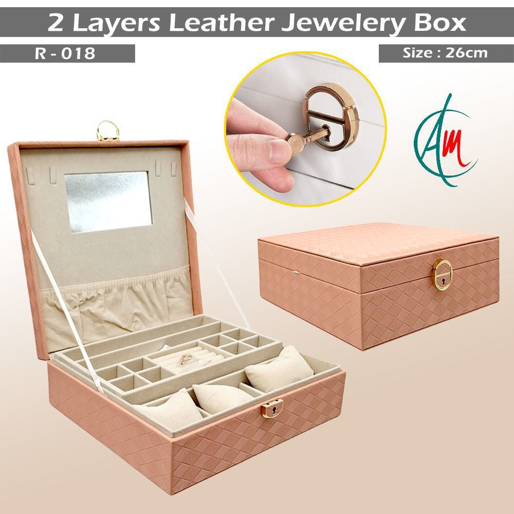 2 layers big jewelery leather box