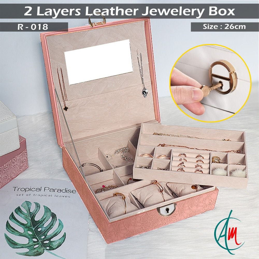 2 layers big jewelery leather box