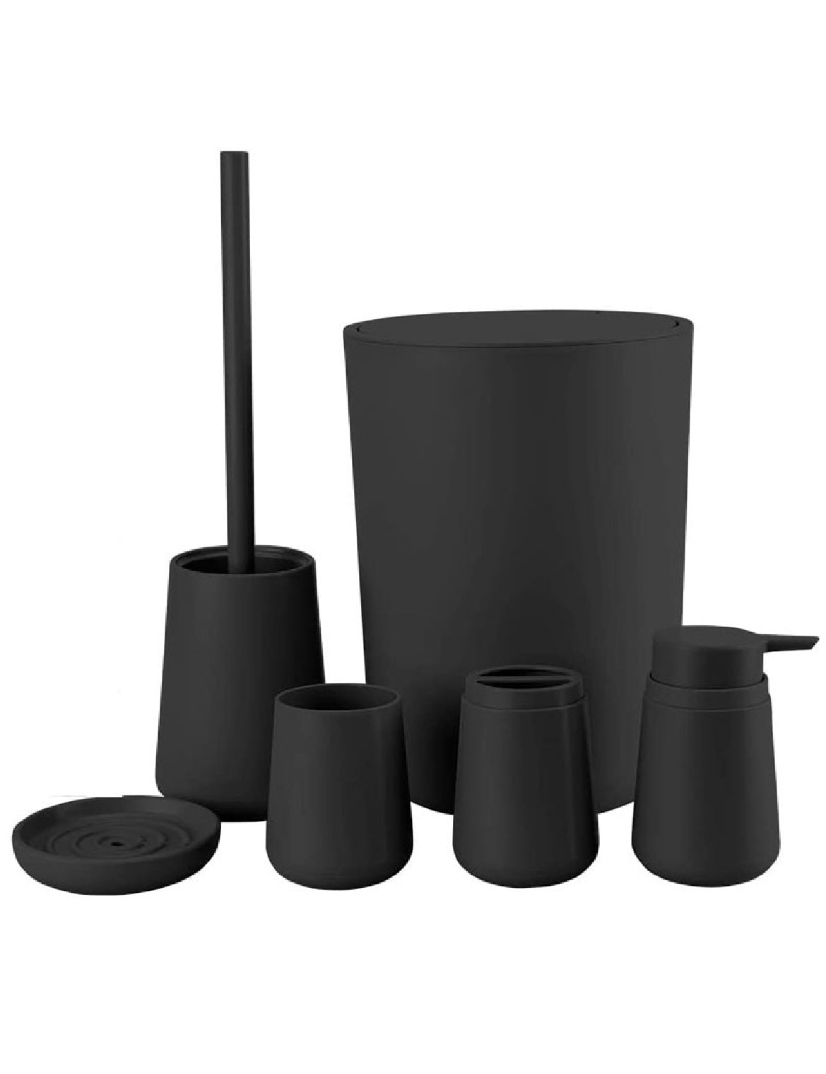 6pcs matt black accessories set