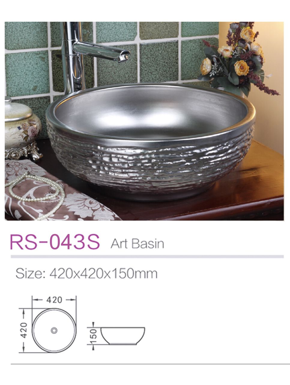 silver washbasin