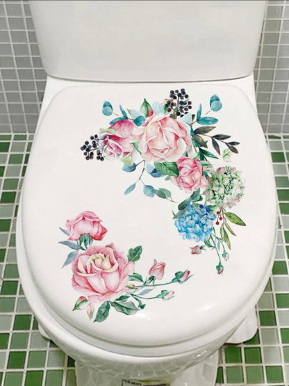 pvc floral toilet lid decal